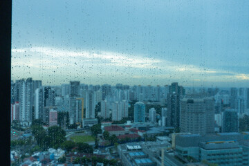 Rain Droplets on the Singapore skyline 