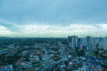 Rain Droplets on the Singapore skyline 