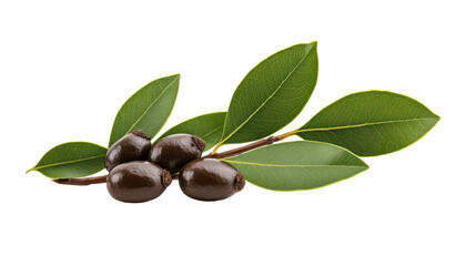 Olive Branch with Green Leaves on Transparent Background