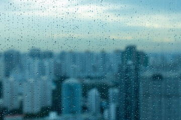 Rain Droplets on the Singapore skyline 