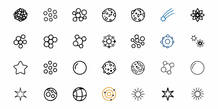 Explore the cosmos with these celestial icons, perfect for astronomy projects, space-themed designs, and educational materials, offering a modern and elegant touch