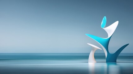 Serene aqua abstraction showcasing elegance modern aestheticism peaceful backdrop tranquil horizon design