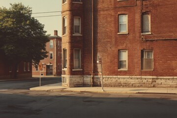 American inner city brick apartment buildings