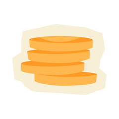 Sticker stack of coins. Image or icon of money.