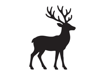reindeer logo silhouette vector, deer silhouette vector illustration, christmas reindeer silhouette vector, wild animal reindeer logo silhouettes vector on a white background