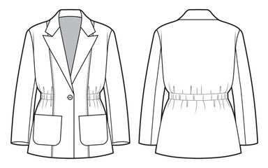 Women's elastic waist blazer jacket