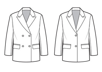 Set of oversize blazer jacket, single and double breasted jackets