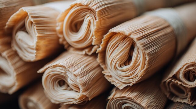 Dried corn husks rolled and tied
