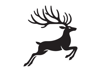 reindeer logo silhouette vector, deer silhouette vector illustration, christmas reindeer silhouette vector, wild animal reindeer logo silhouettes vector on a white background