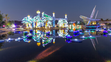 Dubai Glow Garden day to night timelapse is a state of Art architecture featuring environment...