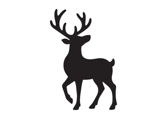 reindeer logo silhouette vector, deer silhouette vector illustration, christmas reindeer silhouette vector, wild animal reindeer logo silhouettes vector on a white background