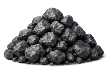 Heap of charcoal lumps and fossil fuel minerals arranged in a pile, providing energy and industrial raw material