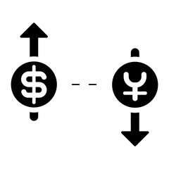 currency rate dollar and yen glyph icon