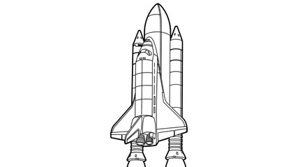 Space Shuttle Spaceship Coloring Page for Children Fun Space Travel Outline