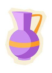 Illustration of jug sticker. Milk pitcher silhouette, classic jug icon, vintage milk container.