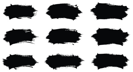 Collection of abstract black brush strokes arranged in a grid pattern