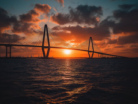 Charleston's Ravenel Bridge at sunset image