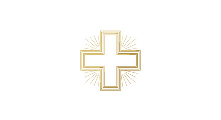 Obraz premium Golden Cross Symbol on White Background: Religious Iconography.