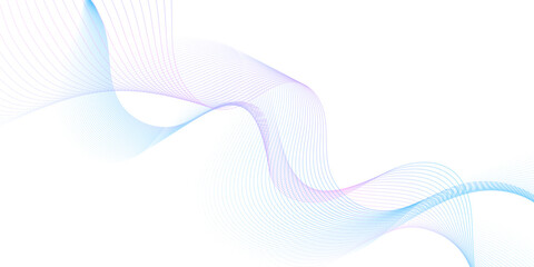 Fototapeta premium White wave curve lines banner background design. Abstract soft wave lines dynamic flowing purple and blue isolated background. Vector Illustration of the pink pattern of lines. stripes on white.