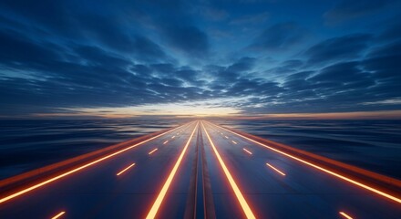 Scenic road leading to horizon under dramatic sky