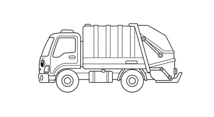 Cute Anime Style Garbage Truck Coloring Sheet for Children Fun Sanitation Activity