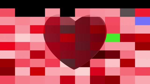 Falling block heart reveal transition with alpha channel