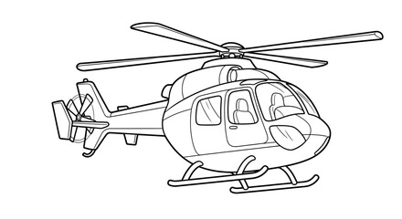 Cute Anime Style Helicopter Coloring Sheet for Kids Fun Flying Vehicle Activity
