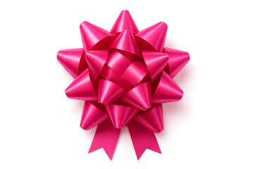 Shiny pink gift bow isolated on white background decorative present bow
