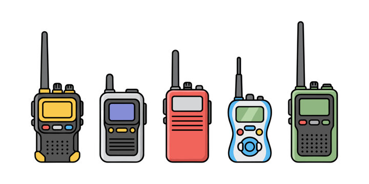 Set of walkie talkie radios symbolizing communication technology