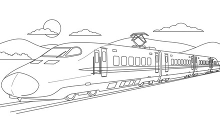 Obraz premium Bullet Train High Speed Rail Coloring Page for Children Fun Vehicle Outline