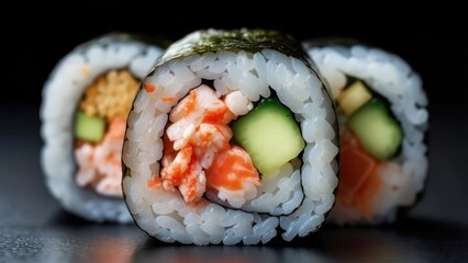Deliciously fresh sushi rolls bursting with vibrant shrimp, crisp cucumber, and savory fillings, perfect for culinary inspiration and healthy eating.