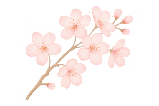 Pink cherry blossom branches blooming in spring illustration