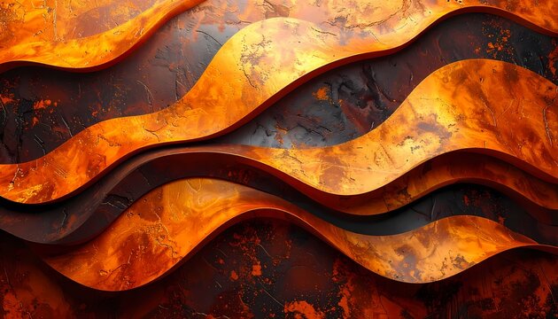 Captivating organic wave patterns in vibrant orange and black textures for modern design, art, or background applications