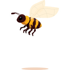 Pixel Art Bumblebee Flying with Delicate Wings and Striped Body in Mid Air with Subtle Shadow Below