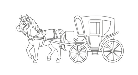 Fun Horse Drawn Carriage Coloring Sheet for Kids Traditional Vehicle Activity