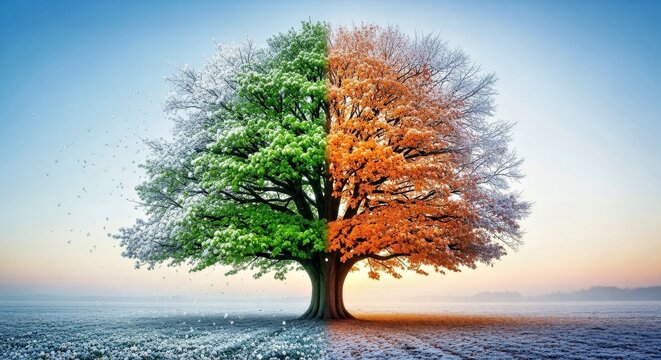 Profound Contemplative Conceptual Realism Four Seasons Tree Life Cycle
