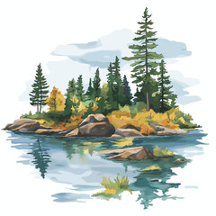 Isle Royale National Park. Isle Royale National Park hand drawn watercolor illustration