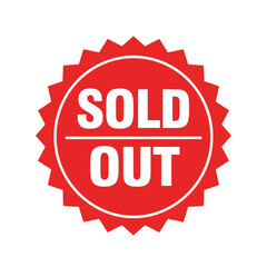Sold Out Badge PNG | Red Sale Label Vector | Out of Stock Sticker Illustration