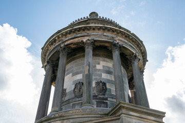 Edinburgh, UK - 13 April 2025. The Robert Burns Monument, a historic tribute to Scotland's famous poet, showcases classical architecture.