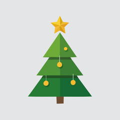 Obraz premium Festive Christmas Tree with Star and Ornaments Illustration.