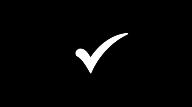 check mark icon transparent on black background. Tick mark icon animation. Animated OK Check Mark Icon. 4k video