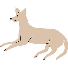 Tan Colored Dog in a Playful Pose with a Simple Line Drawing Style on a Transparent Background