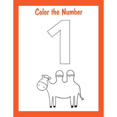 color the number worksheet for kids one
