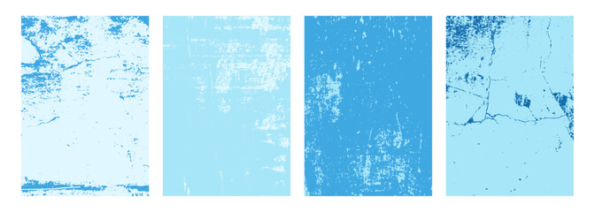 Winter grunge textures. Set of Winter theme color backgrounds for seasonal creative graphic design. Vector illustration.