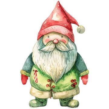 A Christmas knome art illustration watercolor.