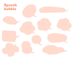 モコモコのパステルカラーの吹き出しセット　ピンク