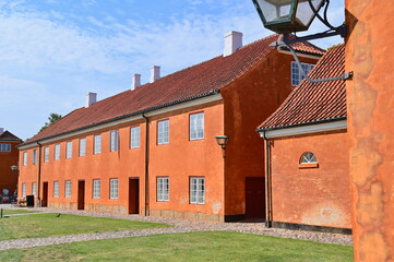 Historic Orange Houses Near Kronborg Castle in Elsinore, Denmark