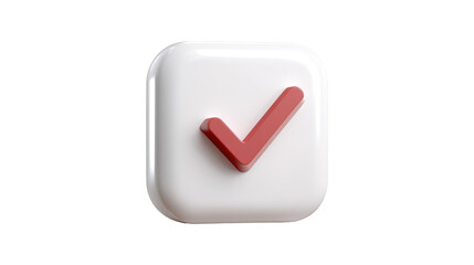 check mark button 3d icon in cartoon plastic style minimal isolated on transparent white background