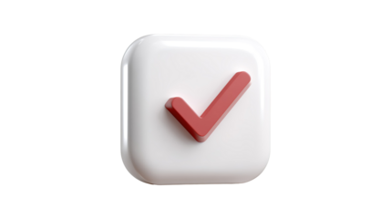 check mark button 3d icon in cartoon plastic style minimal isolated on transparent white background