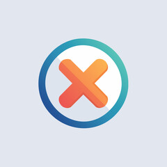 Fototapeta premium Orange Cross Symbol in Blue Circle - Cancellation Icon.